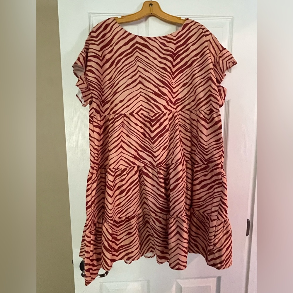 Nine West Pink and White Ruffled Midi Sundress